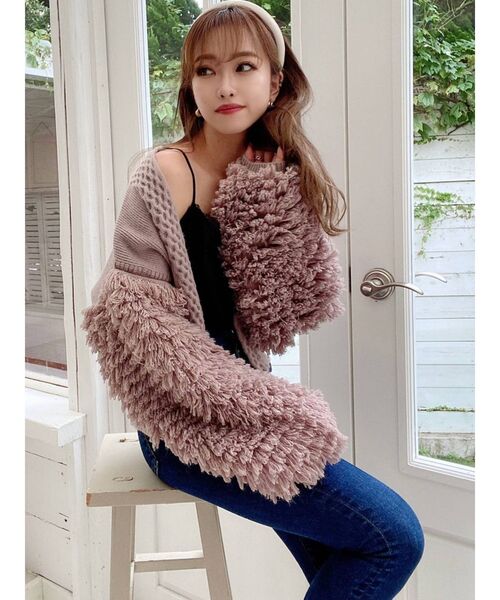 RESEXXY(リゼクシー)の「ファンシーヤーンニットカーディガン(カーディガン/ボレロ・レディース・ベージュ/ブラウン/オフホワイト・FREE)」の4枚目の写真