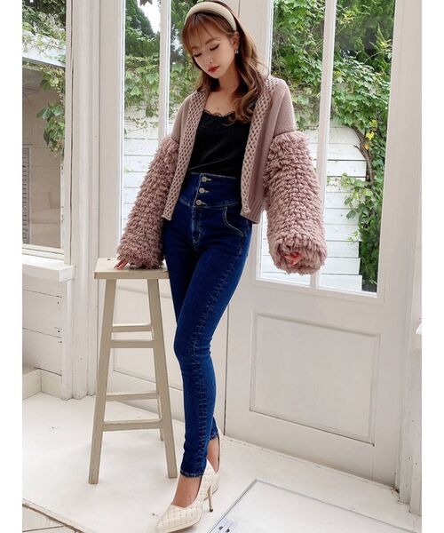 RESEXXY(リゼクシー)の「ファンシーヤーンニットカーディガン(カーディガン/ボレロ・レディース・ベージュ/ブラウン/オフホワイト・FREE)」の8枚目の写真