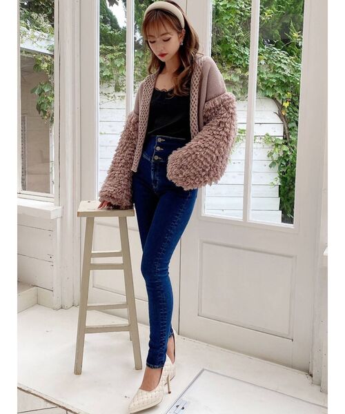 RESEXXY(リゼクシー)の「ファンシーヤーンニットカーディガン(カーディガン/ボレロ・レディース・ベージュ/ブラウン/オフホワイト・FREE)」の12枚目の写真