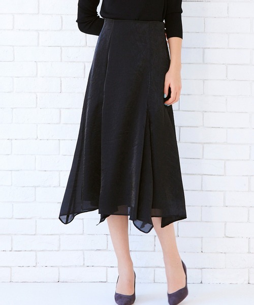 12Twelve Agenda（トゥエルブ　アジェンダ）の「グロッシーイレヘムスカート（スカート・レディース・ブラック/ベージュ/カーキ・M）」の2枚目の写真