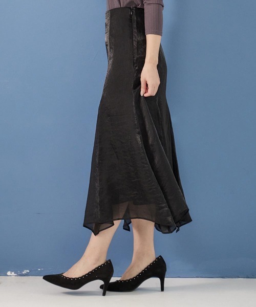 12Twelve Agenda（トゥエルブ　アジェンダ）の「グロッシーイレヘムスカート（スカート・レディース・ブラック/ベージュ/カーキ・M）」の8枚目の写真