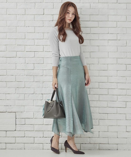 12Twelve Agenda（トゥエルブ　アジェンダ）の「グロッシーイレヘムスカート（スカート・レディース・ブラック/ベージュ/カーキ・M）」の14枚目の写真