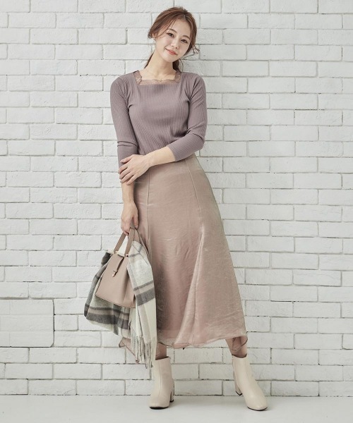 12Twelve Agenda（トゥエルブ　アジェンダ）の「グロッシーイレヘムスカート（スカート・レディース・ブラック/ベージュ/カーキ・M）」の22枚目の写真