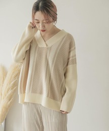 ITEMS URBANRESEARCH | ヘリンボーンVネックニット(ニット/セーター)