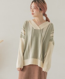 ITEMS URBANRESEARCH | ヘリンボーンVネックニット(ニット/セーター)