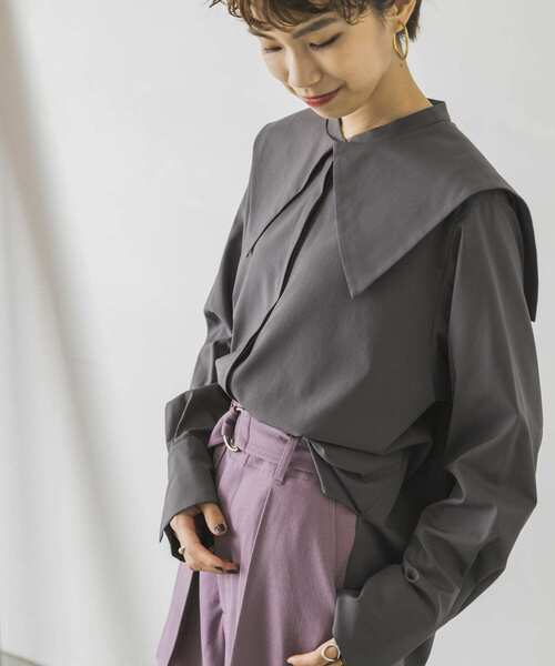 URBAN RESEARCH（アーバンリサーチ）の「衿付き2WAYブラウス（シャツ/ブラウス・レディース・チャコールグレー/ホワイト系その他・FREE）」の3枚目の写真