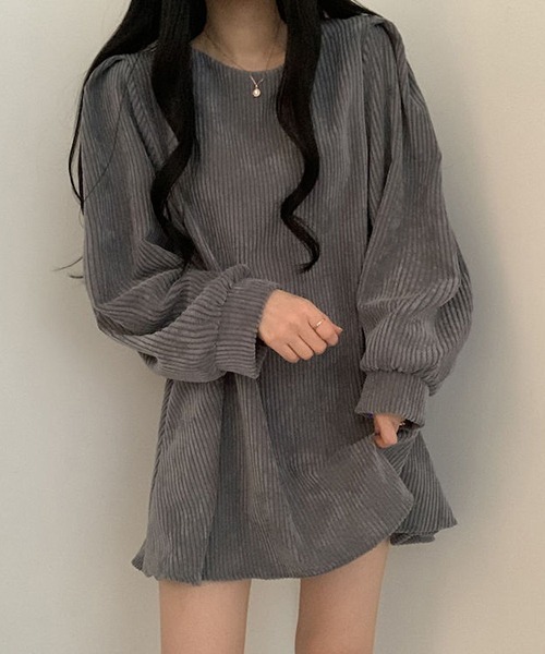 a lot of love(ア ロット オブ ラブ)の「ボリュームパフスリーブ コーデュロイワンピース(ワンピース・レディース・ブラック/モカ/グレー・FREE)」の22枚目の写真