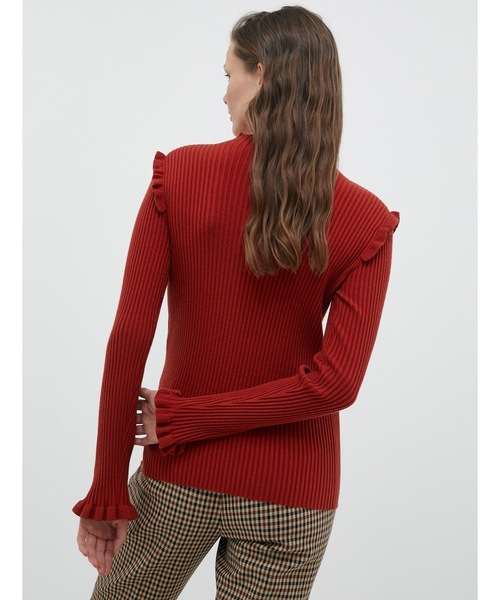 MAX&Co.（マックス アンド コー）の「MAX＆Co. [スカンディオ] フリル リブ ポロネック（ニット/セーター・レディース・ブラック/オレンジ・SMALL/MEDIUM/LARGE/X-LARGE）」の5枚目の写真