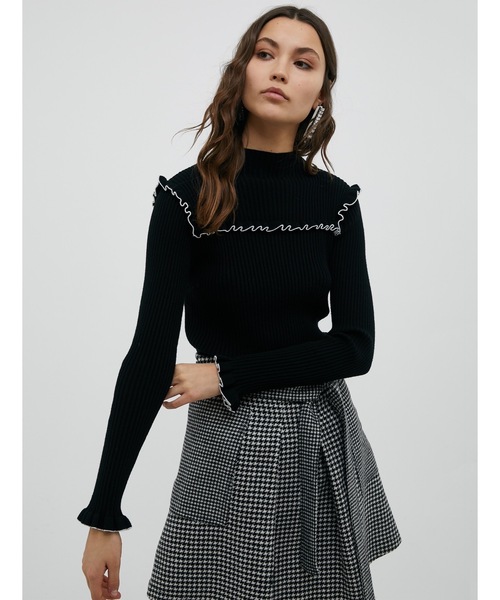 MAX&Co.（マックス アンド コー）の「MAX＆Co. [スカンディオ] フリル リブ ポロネック（ニット/セーター・レディース・ブラック/オレンジ・SMALL/MEDIUM/LARGE/X-LARGE）」の7枚目の写真