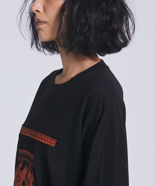 DOUBLE STANDARD CLOTHING(ダブルスタンダードクロージング)の「ベロアオパールロンT(Tシャツ/カットソー・レディース・ブラック・FREE)」の4枚目の写真