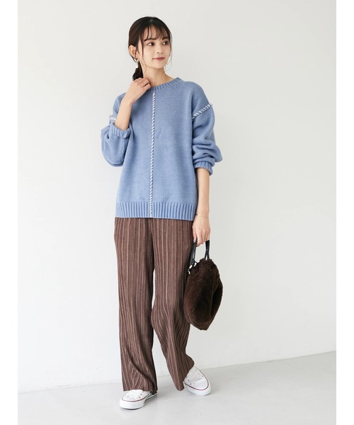 CRAFT STANDARD BOUTIQUE(クラフトスタンダードブティック)の「スエードプリーツパンツ *(その他パンツ・レディース・ブラウン/ブラック・M/L)」の3枚目の写真