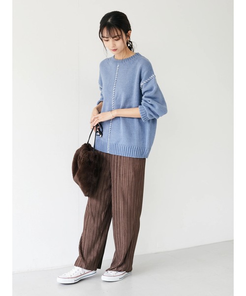 CRAFT STANDARD BOUTIQUE(クラフトスタンダードブティック)の「スエードプリーツパンツ *(その他パンツ・レディース・ブラウン/ブラック・M/L)」の10枚目の写真