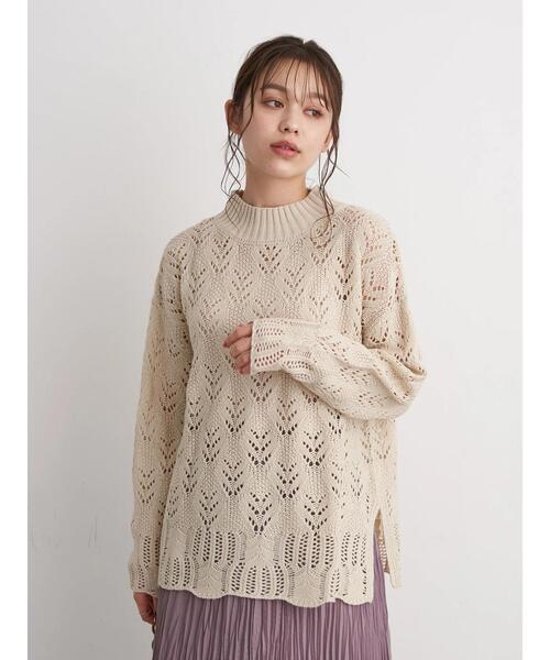 earth music&ecology(アースミュージックアンドエコロジー)の「透かし編ニットプルオーバー *(ニット/セーター・レディース・ブラック/ブラウン/ブルー/アイボリー・FREE)」の8枚目の写真