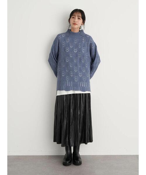 earth music&ecology(アースミュージックアンドエコロジー)の「透かし編ニットプルオーバー *(ニット/セーター・レディース・ブラック/ブラウン/ブルー/アイボリー・FREE)」の10枚目の写真
