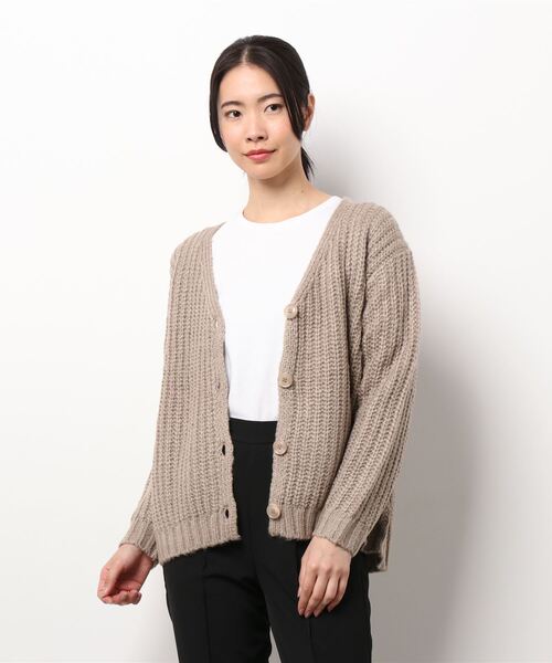 Samansa Mos2 blue（サマンサモスモスブルー）の「シャギーニットカーディガン（カーディガン/ボレロ・レディース・イエロー/ブルー/モカ・ﾌﾘ-）」の2枚目の写真