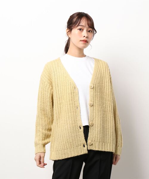 Samansa Mos2 blue（サマンサモスモスブルー）の「シャギーニットカーディガン（カーディガン/ボレロ・レディース・イエロー/ブルー/モカ・ﾌﾘ-）」の6枚目の写真