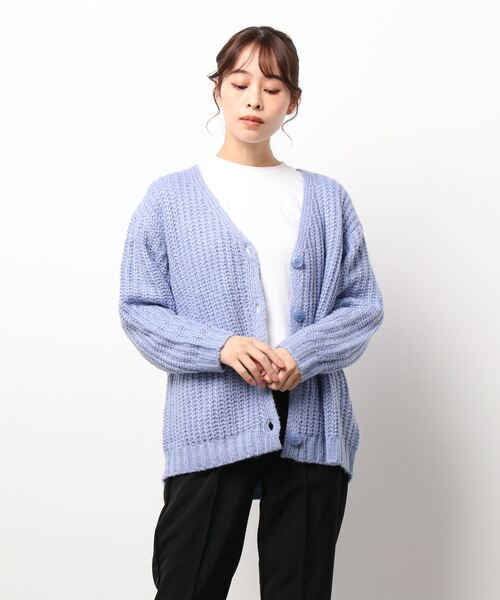 Samansa Mos2 blue（サマンサモスモスブルー）の「シャギーニットカーディガン（カーディガン/ボレロ・レディース・イエロー/ブルー/モカ・ﾌﾘ-）」の7枚目の写真