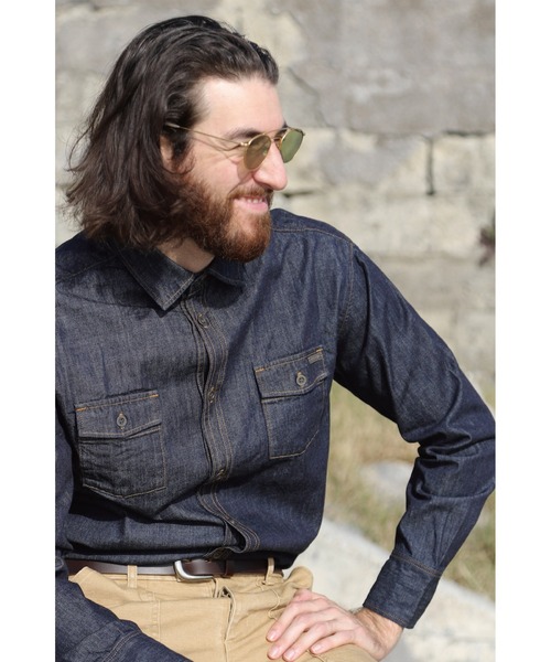 SURREAL（シュルリアル）の「【SURREAL/シュルリアル】Sebastian_Japan Denim Shirt（シャツ/ブラウス・メンズ・インディゴブルー/ワンウォッシュ・SMALL/MEDIUM/LARGE）」の4枚目の写真