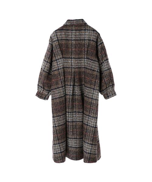 koe（コエ）の「ロング丈チェック柄後ろタックコート（チェスターコート・レディース・ブラウン/サックスブルー・M）」の17枚目の写真