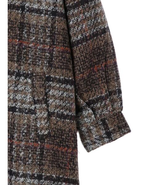 koe（コエ）の「ロング丈チェック柄後ろタックコート（チェスターコート・レディース・ブラウン/サックスブルー・M）」の18枚目の写真