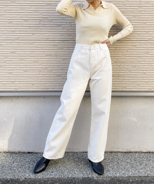 CLEA(クレア)の「スキッパーセミワイドリブニット(ニット/セーター・レディース・ホワイト/ブラック/グリーン/アイボリー・FREE)」の21枚目の写真