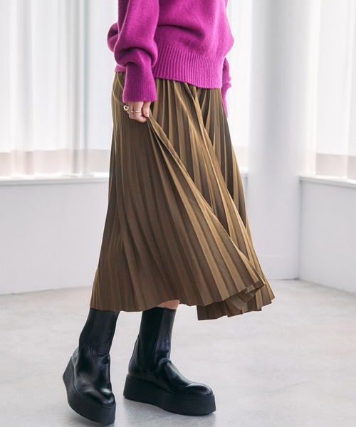 toucher du brise（トゥシェドブリーズ）の「アコーディオンプリーツスカート（スカート・レディース・ブラック/カーキ/モカ・M）」の12枚目の写真
