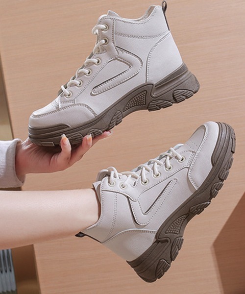 Futier land(フューティアランド)の「ソール配色ハイカットスニーカー(スニーカー・レディース・グレー/ブラウン・40/38/39/35/36/37)」の3枚目の写真