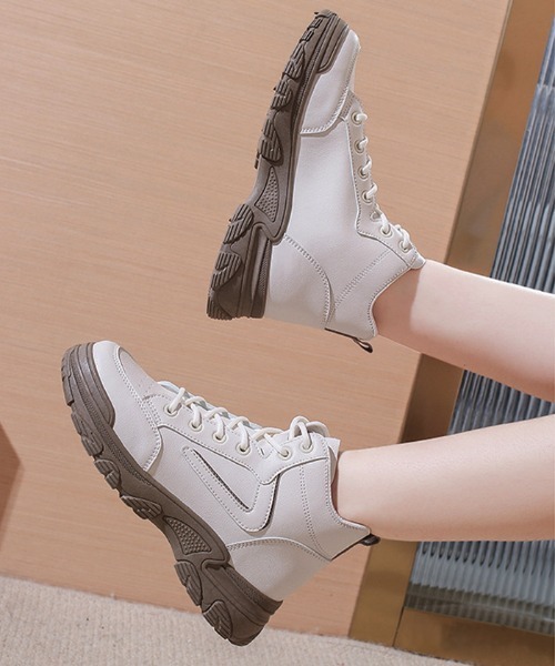 Futier land(フューティアランド)の「ソール配色ハイカットスニーカー(スニーカー・レディース・グレー/ブラウン・40/38/39/35/36/37)」の4枚目の写真