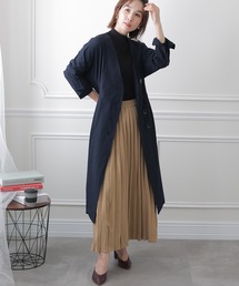 ノーカラー Iライン ロング コート