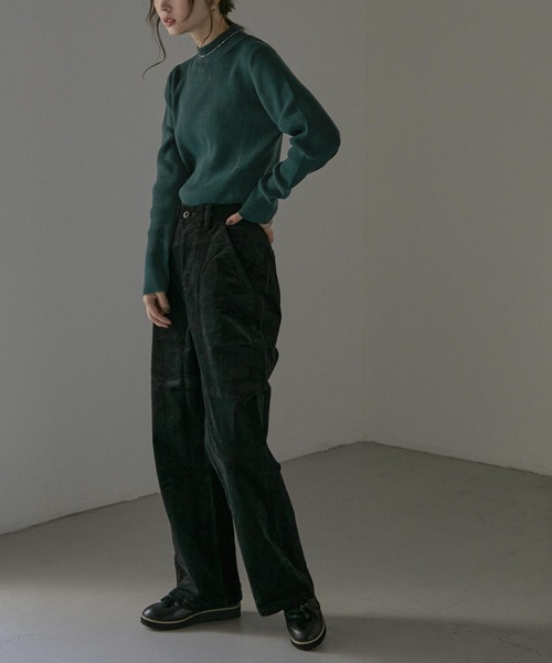 Fashion Letter（ファッションレター）の「チクチクしないハイネックコットンリブニットトップス（ニット/セーター・レディース・杢グレー/グレイッシュベージュ/ダークグリーン/バーガンディー/ブラック・LL～3L/M～Ｌ/4L～5L）」の14枚目の写真