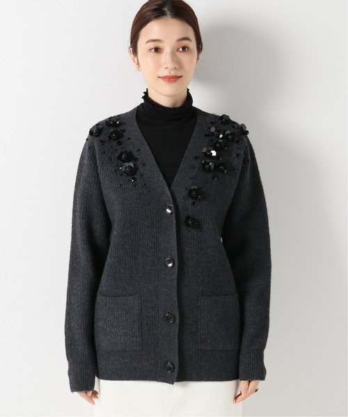 【美品】IENA ALBA Vネックカーディガン 黒 コード刺繍Vネックカーディガン[LA47-22J402]｜URBAN RESEARCH