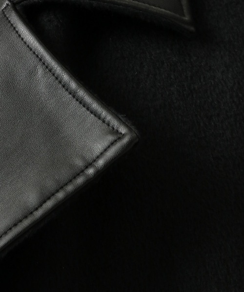 HARE(ハレ)の「リバーシブルウールレザーコート(HARE)(チェスターコート・メンズ・ブラック/グリーン・SMALL/MEDIUM)」の5枚目の写真