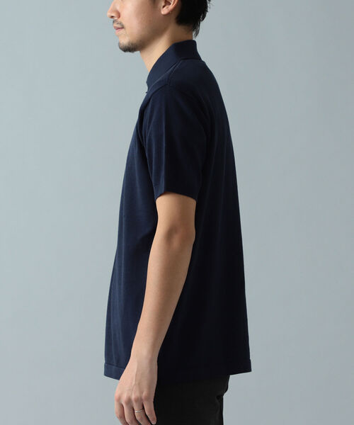 BEAMS F ニットポロシャツ 半袖 ネイビー 紺 ビームスエフ コットン BEAMS F（ビームスF）【別注】MORGANO / コットン ショート