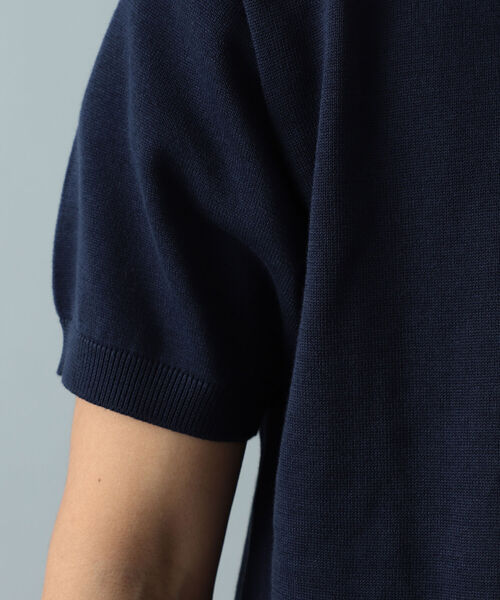 BEAMS F ニットポロシャツ 半袖 ネイビー 紺 ビームスエフ コットン ヘンプ ニット ポロシャツ（ポロシャツ）｜BEAMS PLUS（ビームス