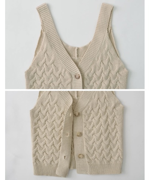 Re:EDIT(リエディ)の「ケーブルニットビスチェ(ニット/セーター・レディース・ブラック/ベージュ・LARGE/MEDIUM)」の14枚目の写真