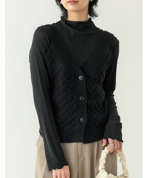 Re:EDIT(リエディ)の「ケーブルニットビスチェ(ニット/セーター・レディース・ブラック/ベージュ・LARGE/MEDIUM)」の3枚目の写真