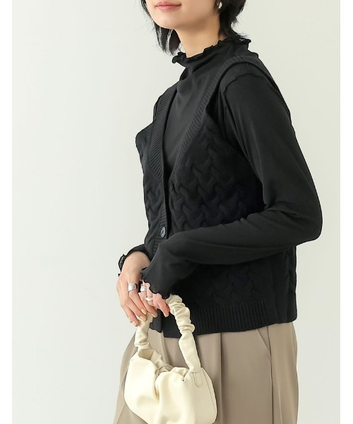 Re:EDIT(リエディ)の「ケーブルニットビスチェ(ニット/セーター・レディース・ブラック/ベージュ・LARGE/MEDIUM)」の5枚目の写真