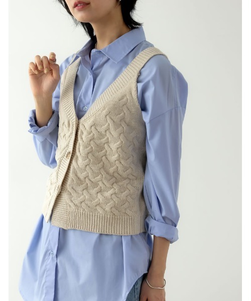 Re:EDIT(リエディ)の「ケーブルニットビスチェ(ニット/セーター・レディース・ブラック/ベージュ・LARGE/MEDIUM)」の8枚目の写真