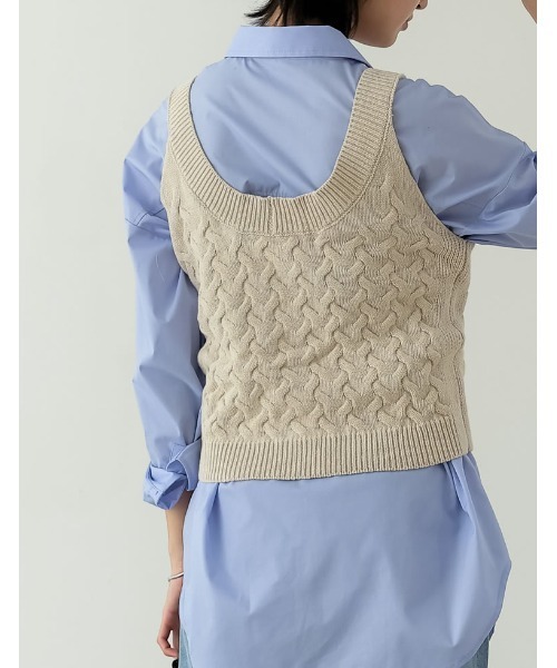 Re:EDIT(リエディ)の「ケーブルニットビスチェ(ニット/セーター・レディース・ブラック/ベージュ・LARGE/MEDIUM)」の10枚目の写真