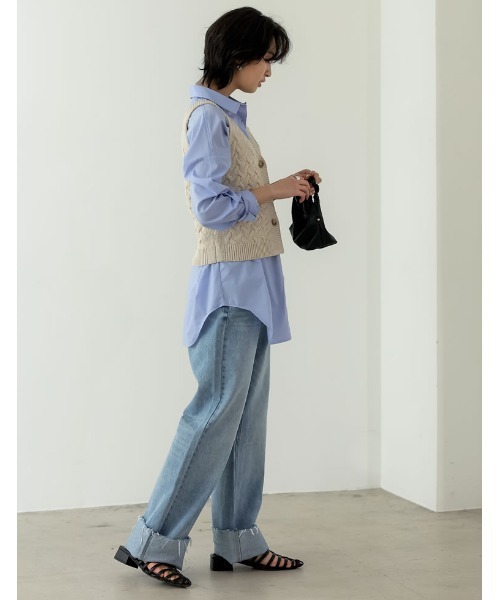 Re:EDIT(リエディ)の「ケーブルニットビスチェ(ニット/セーター・レディース・ブラック/ベージュ・LARGE/MEDIUM)」の13枚目の写真
