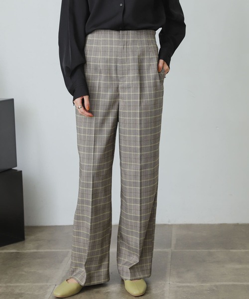 SENSE OF PLACE by URBAN RESEARCH（センスオブプレイスバイアーバンリサーチ）の「『XS・TALL展開あり』チェックハイウエストワイドパンツ（その他パンツ・レディース・チェック・X-SMALL/MEDIUM/TALL/SMALL）」の6枚目の写真