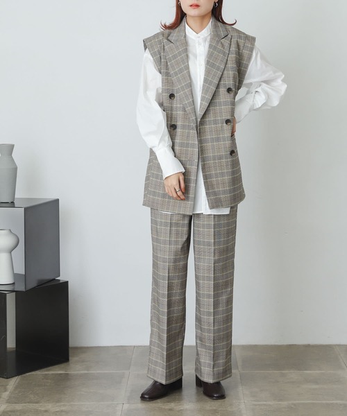 SENSE OF PLACE by URBAN RESEARCH（センスオブプレイスバイアーバンリサーチ）の「『XS・TALL展開あり』チェックハイウエストワイドパンツ（その他パンツ・レディース・チェック・X-SMALL/MEDIUM/TALL/SMALL）」の12枚目の写真