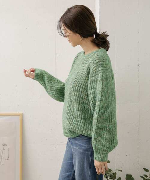 URBAN RESEARCH DOORS（アーバンリサーチドアーズ）の「ファンシーヤーンクルーネックニット（ニット/セーター・レディース・グレー/ミント/ネイビー・ONE）」の7枚目の写真