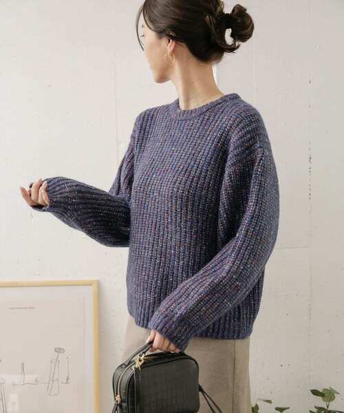 URBAN RESEARCH DOORS（アーバンリサーチドアーズ）の「ファンシーヤーンクルーネックニット（ニット/セーター・レディース・グレー/ミント/ネイビー・ONE）」の18枚目の写真