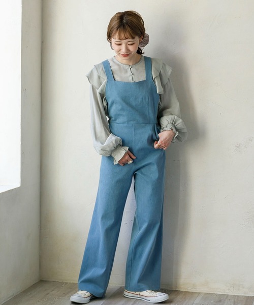 SLURR（スラ―）の「デニム2Wayサロペット（サロペット/オーバーオール・レディース・ライトインディゴブルー/インディゴブルー・FREE）」の3枚目の写真