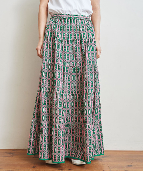 Dot&Stripes CHILD WOMAN(ドットアンドストライプス チャイルドウーマン)の「アフリカンプリント ティアードスカート(スカート・レディース・ピンク・FREE)」の6枚目の写真