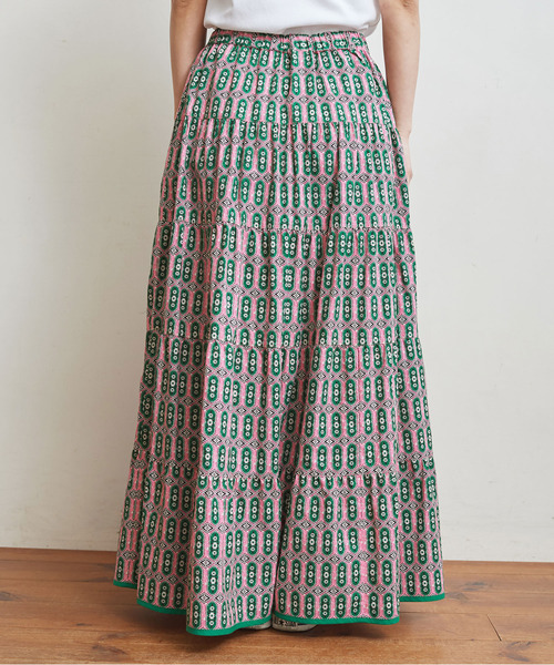 ドットアンドストライプス チャイルドウーマン　ピンタックティアードスカート　黒 Dot＆Stripes CHILD WOMAN（ドットアンドストライプス