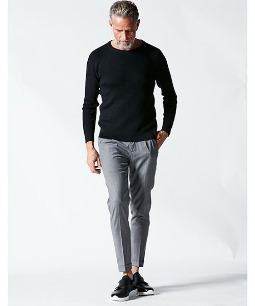 1 piu 1 uguale 3(ウノピゥウノウグァーレトレ)の「waffle Knit(ニット/セーター・メンズ・ブラック/グレー/ネイビー・Ⅲ/Ⅳ/Ⅴ/Ⅵ)」の12枚目の写真