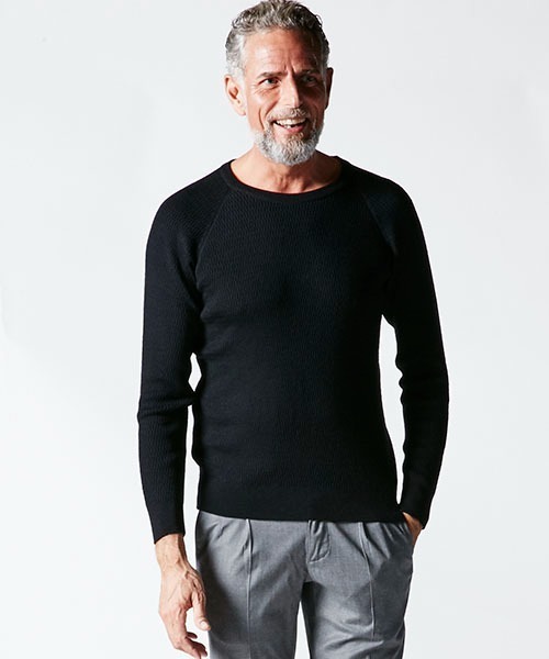 1 piu 1 uguale 3(ウノピゥウノウグァーレトレ)の「waffle Knit(ニット/セーター・メンズ・ブラック/グレー/ネイビー・Ⅲ/Ⅳ/Ⅴ/Ⅵ)」の13枚目の写真