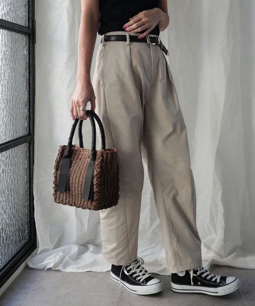 CURI BISCUI（キュリ　ビスキュイ）の「グログランテープ×トートカゴバッグ（トートバッグ・レディース・グレー/ブラウン/ベージュ×ブラック・FREE）」の2枚目の写真